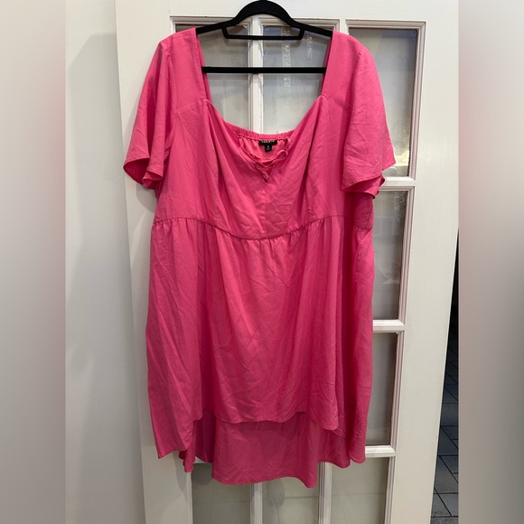 Torrid Barbie Pink Babydoll Challis Lace Up Hi Low Top Blouse Plus Size 3X - Picture 4 of 11